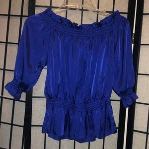 Wet Seal Cobalt Blue Off Shoulder Peasant Top NWOT Size M